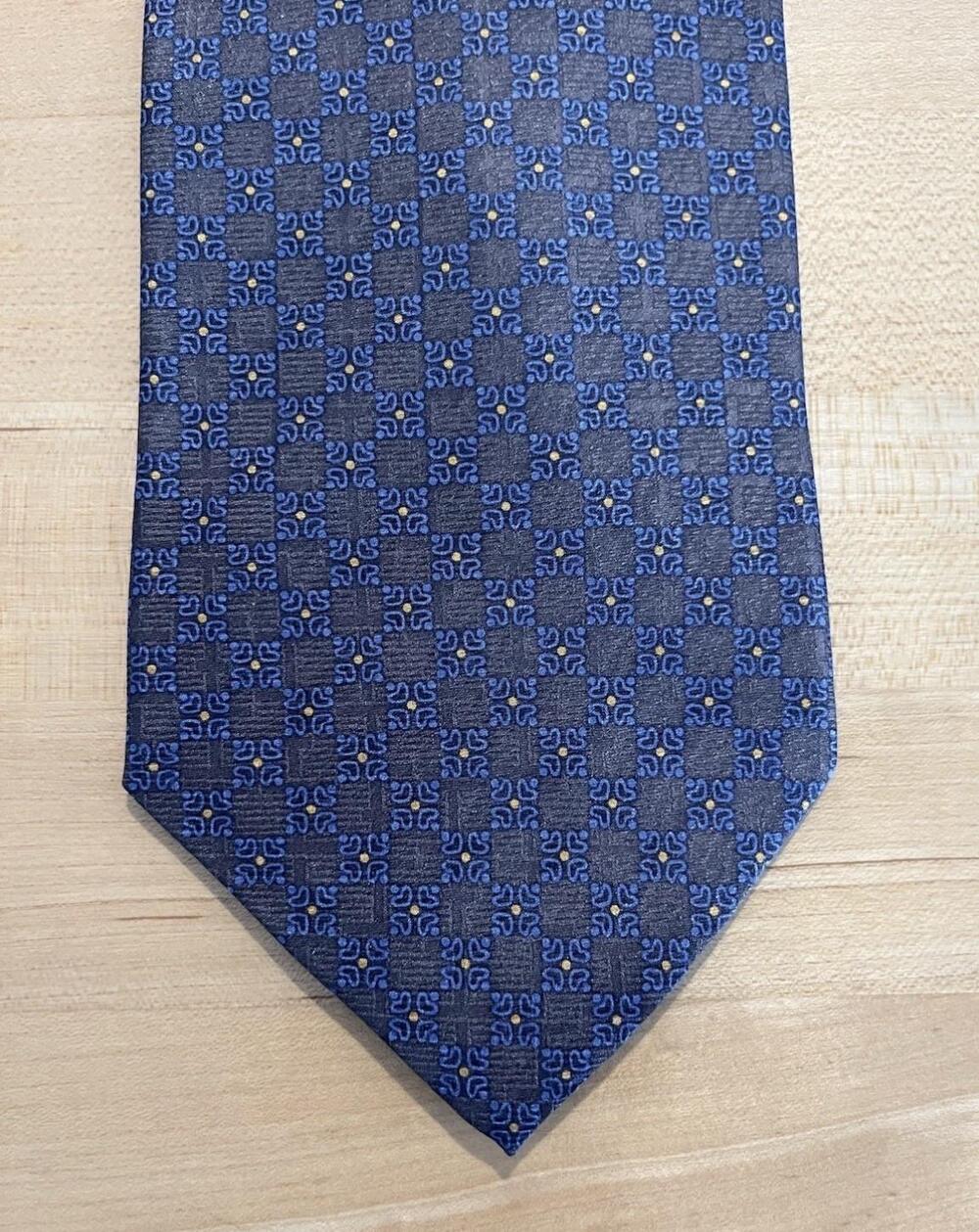 Tongue Tied Tie Mens Blue Silk Geometric Classic Pattern Necktie Business